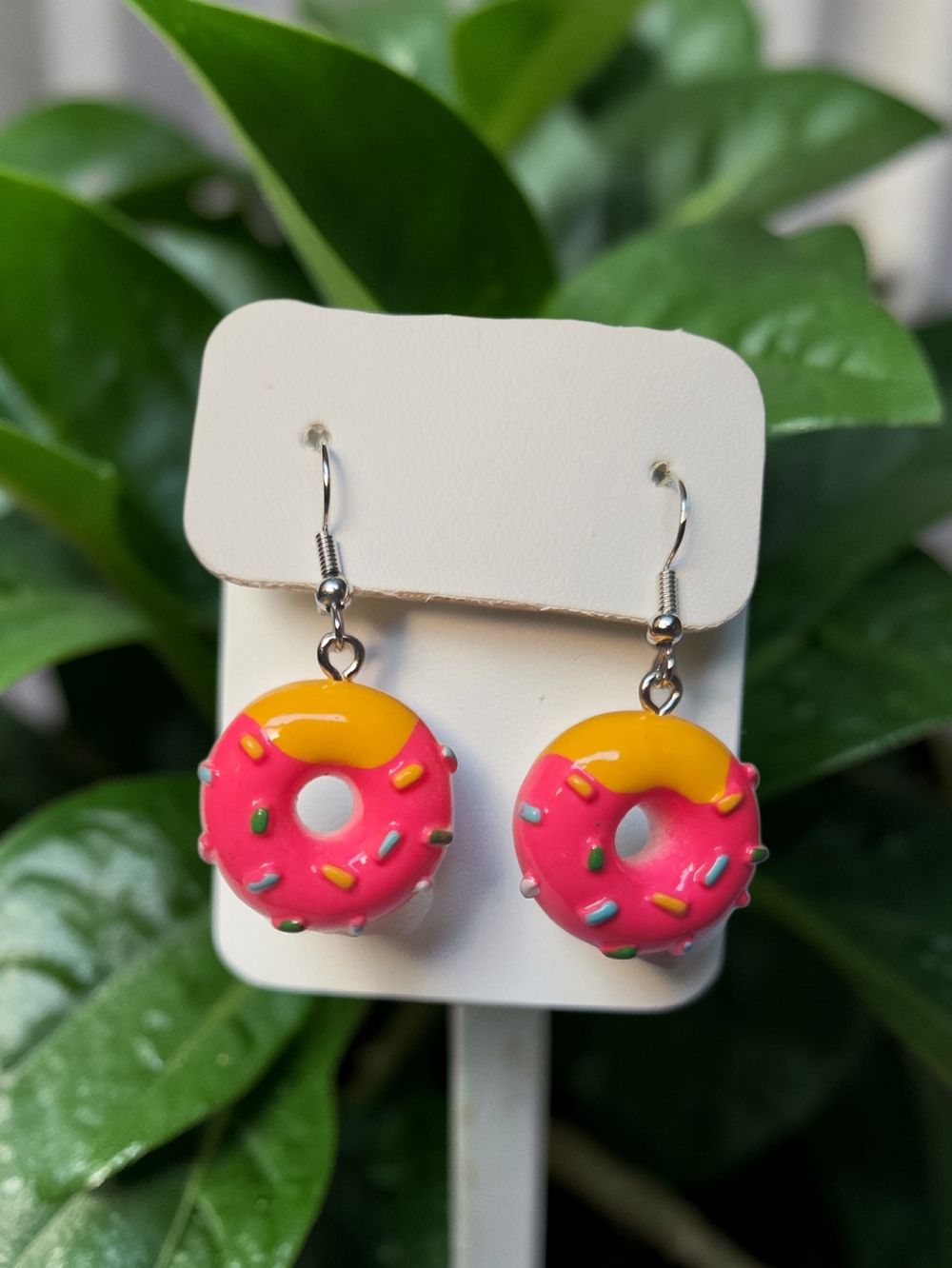 Kawaii Pink Donut Earrings with Sprinkles – Mini Food Jewelry